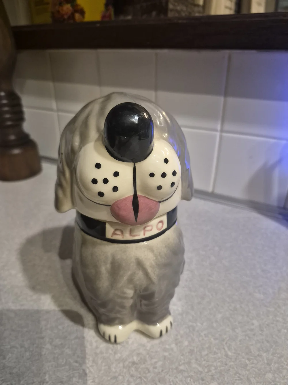 Gray Dog Cookie Jar - Ceramic Decorative Treat Jar Alpo Vintage